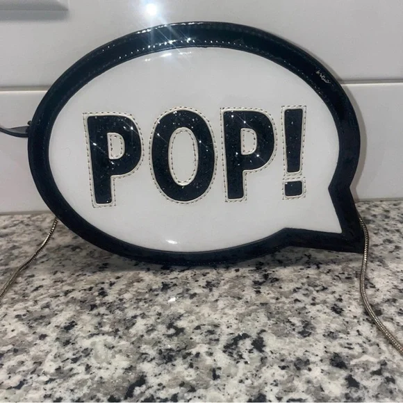 Kate Spade New York Black and White Novely Speech Bubble 'POP!' Crossbody EUC - Picture 14 of 16
